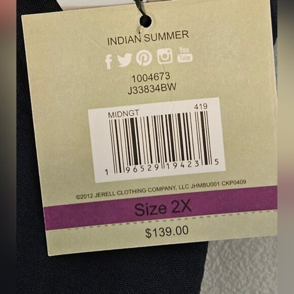 John Mark Indian Summer Embroidered Tunic Style Blouse,  Button Front Sz 2XL - Picture 8 of 12